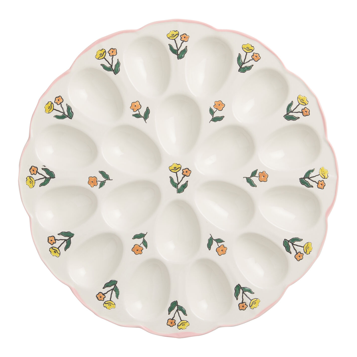Flora Ceramic Tulip Scalloped Hand Painted Egg Serving Platter | World Market
