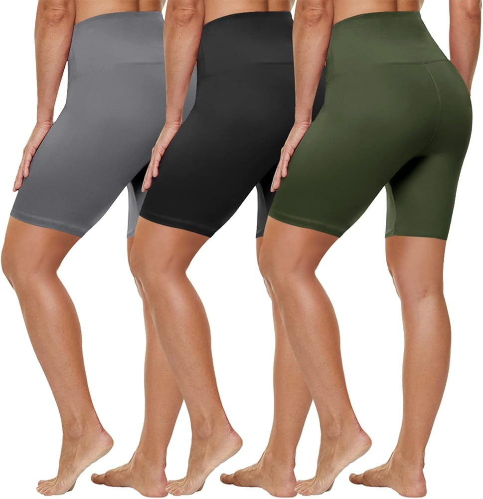 HLTPRO 3 Pack Plus Size Biker Shorts with Pockets for Women (S-4XL)- 8"/5" High Waist Tummy Contr... | Amazon (US)