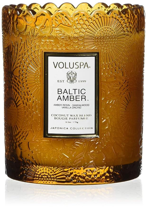 Voluspa Baltic Amber Scalloped Edge Boxed Glass Candle, 6.2 Ounces | Amazon (US)