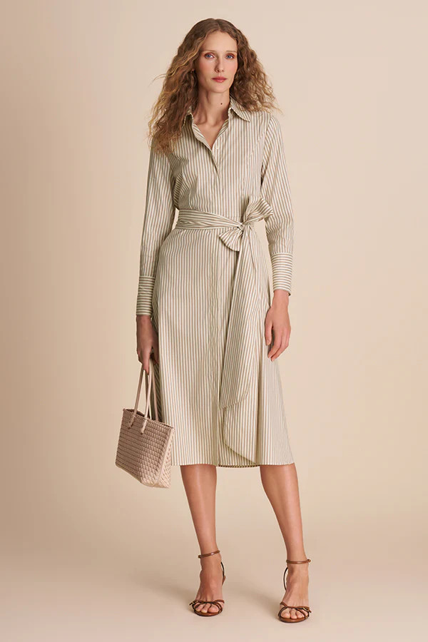 Charlie Shirt Dress - Magic Poplin :: Tan/Ivory | MM LaFleur
