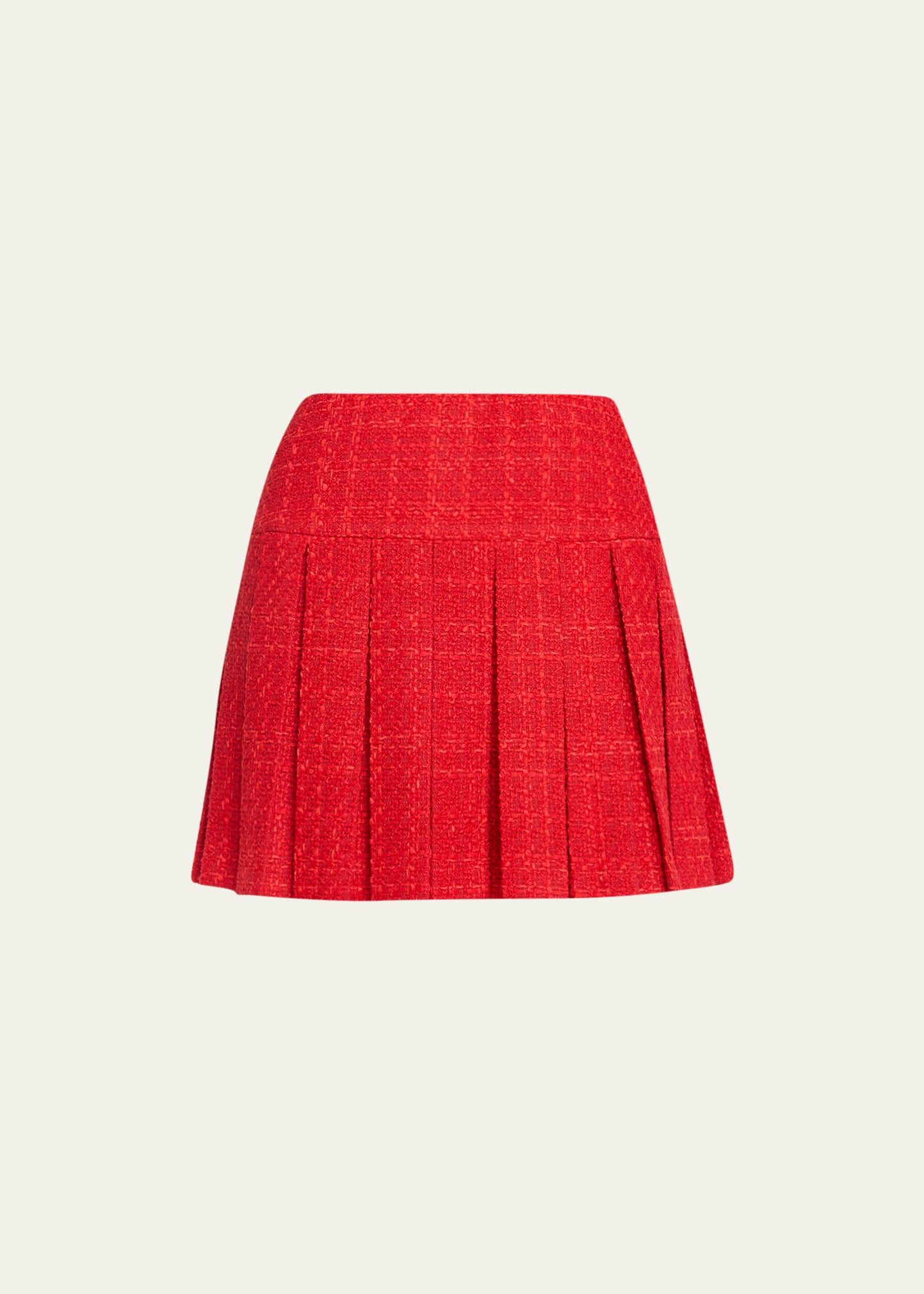 Alice + Olivia Emilie Box Pleated Tweed Mini Skirt | Bergdorf Goodman