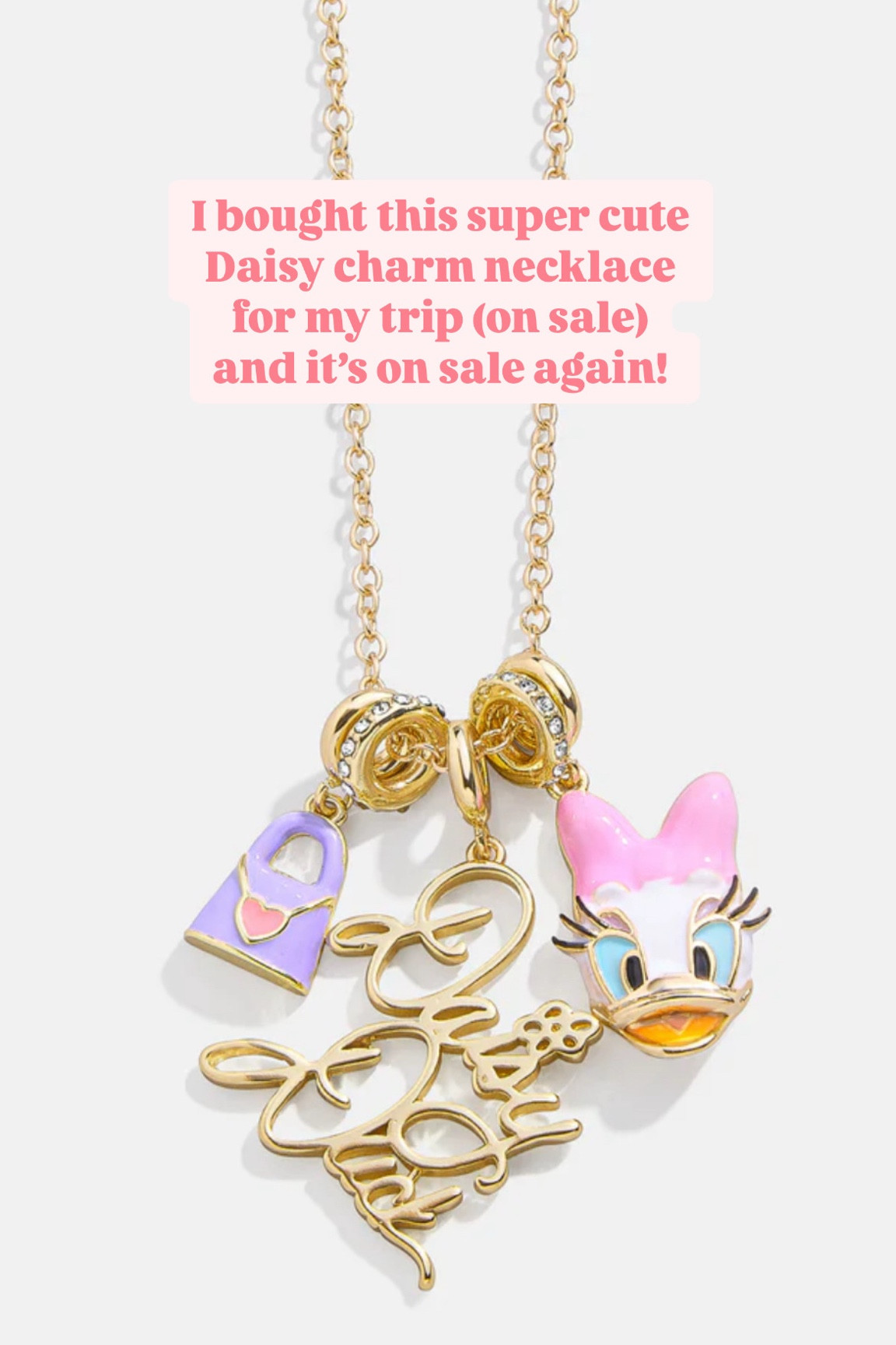 This Daisy Duck charm necklace is a super cute way to add a touch of Disney to your everyday jewelry stack, or a perfect accessory for a Disney trip! Also comes in the rest of the Mickey and Friends gang! 

#LTKSaleAlert #LTKFindsUnder50