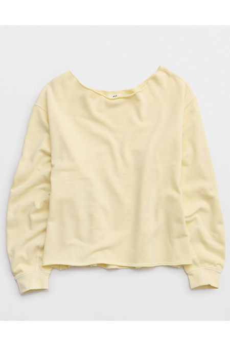 Aerie Alumni Off The Shoulder Sweatshirt Women's Cozy Yellow XXL | Aerie