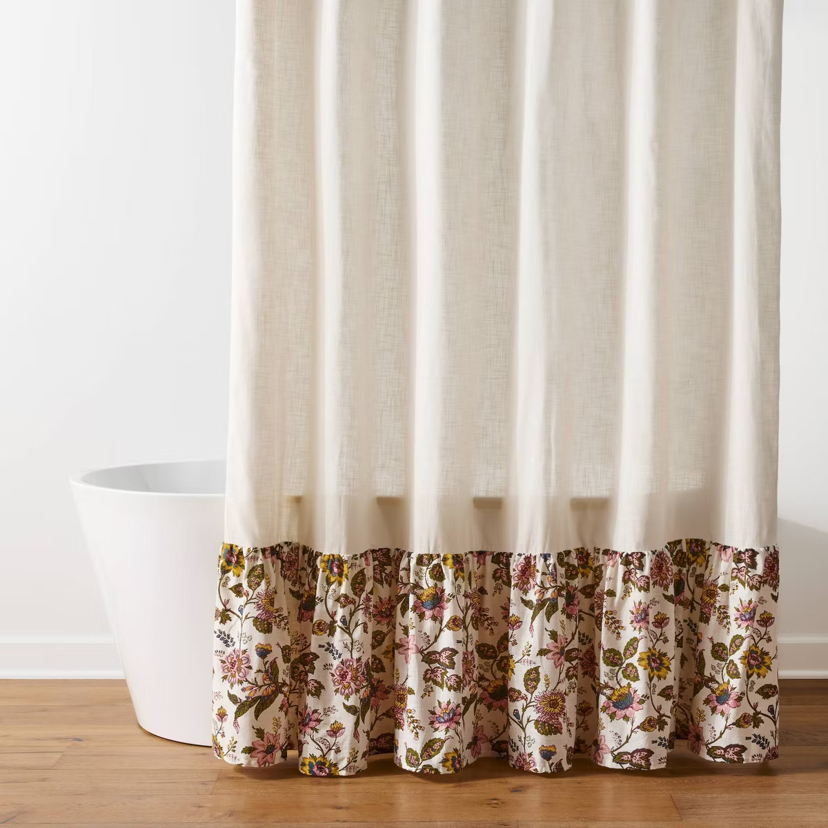 72"x72" Adelaide Floral Ruffles Cotton Slub Shower Curtain - Threshold™ | Target