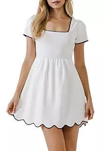 Scallop Contrast Detail Knit Dress | Belk