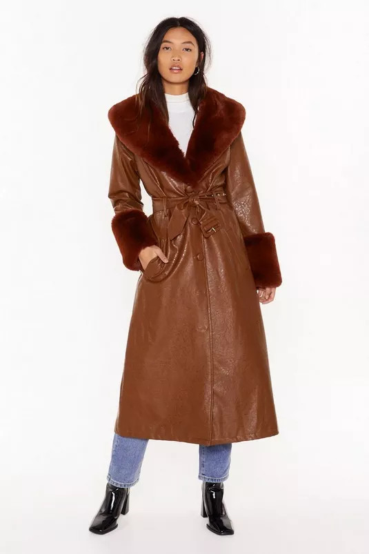 I'm That Girl Faux Fur Collar Trench Coat | Nasty Gal (US)