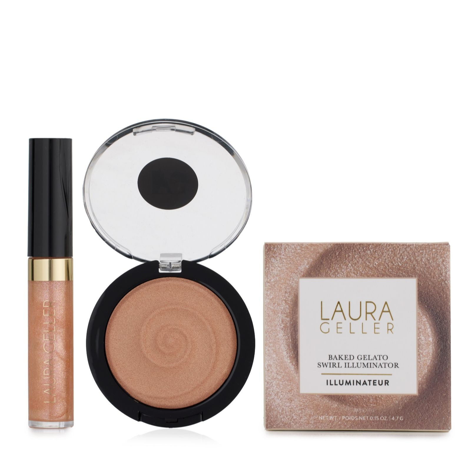 Laura Geller Baked Gelato Illuminator & Luster Lip Gloss Duo | QVC UK