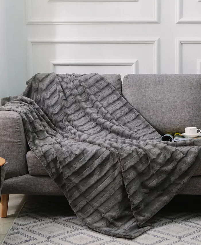 Ultra Soft Faux Fur to Microplush 60" x 70" Reversible Cozy Warm Throw Blanket | Macys (US)