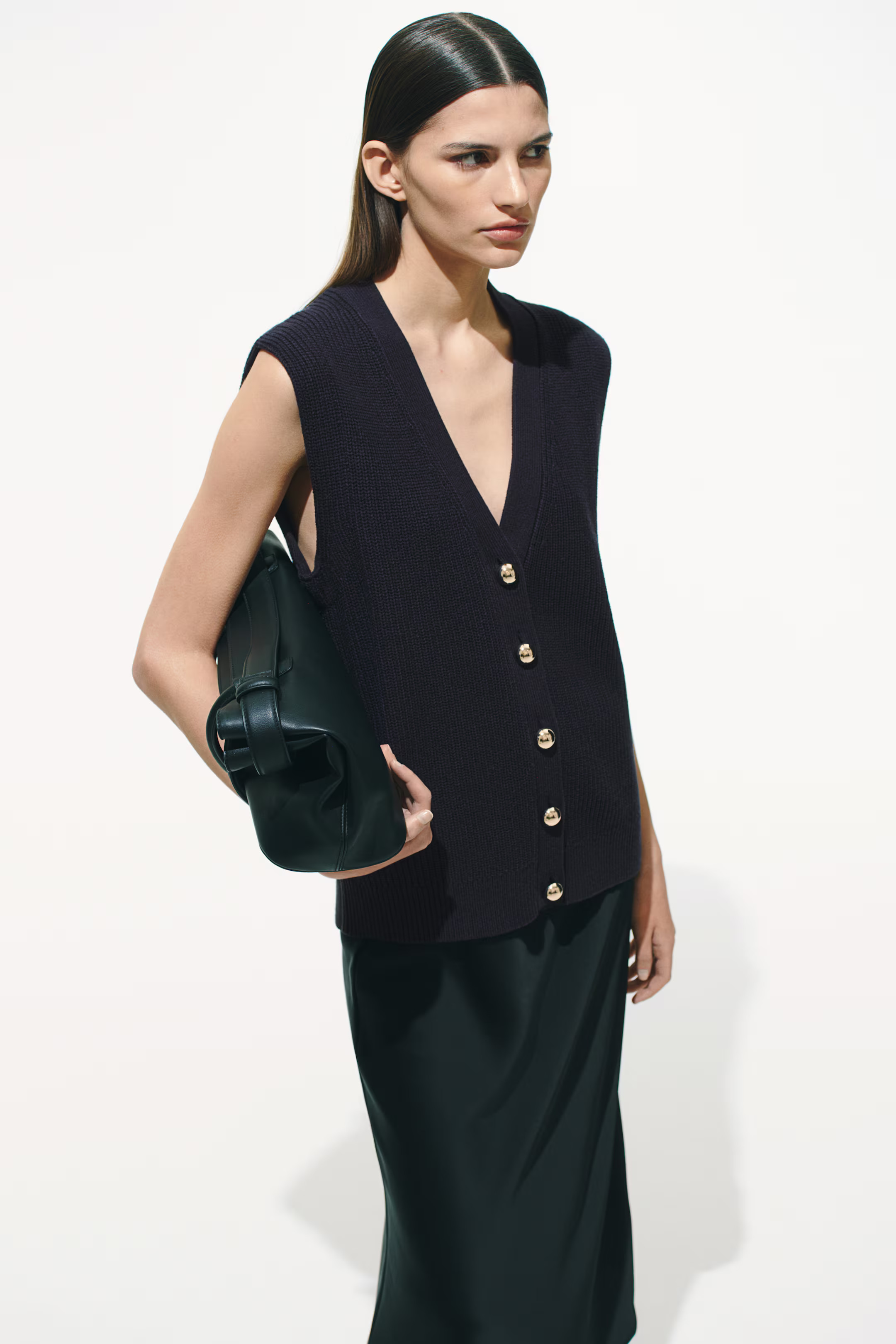 Button-Front Sweater Vest - Navy blue - Ladies | H&M US | H&M (US + CA)