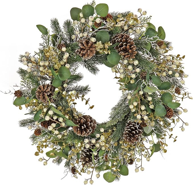 HGTV Home Collection Unlit Artificial Christmas Wreath, Mixed Branch Tips, Woven Branch Ring Base... | Amazon (US)