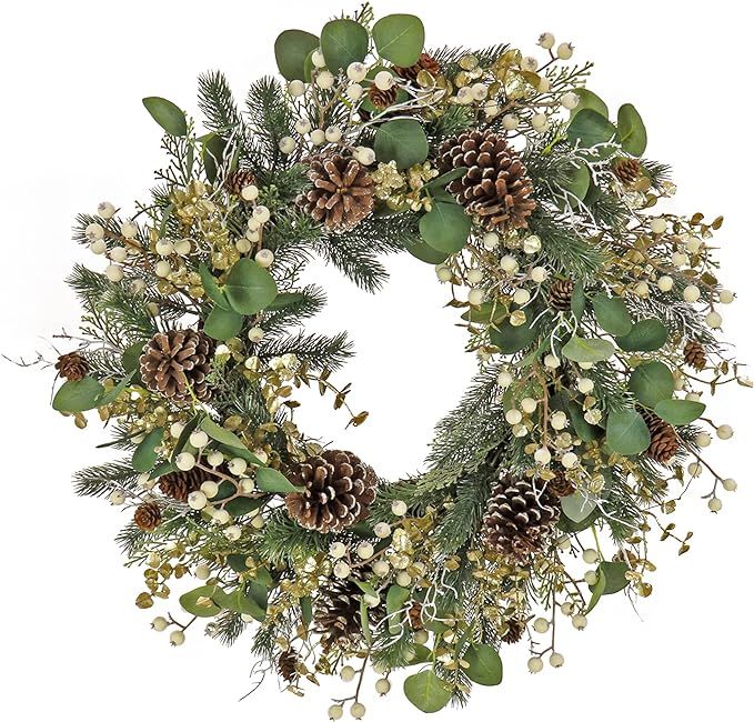 HGTV Home Collection Unlit Artificial Christmas Wreath, Mixed Branch Tips, Woven Branch Ring Base... | Amazon (US)