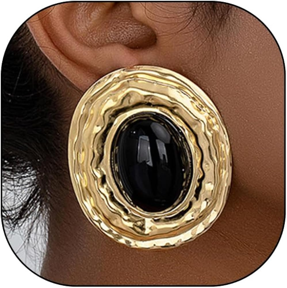 Aretes gruesos de oro turquesa para mujer, aretes colgantes ovalados extra grandes, accesorios de... | Amazon (US)