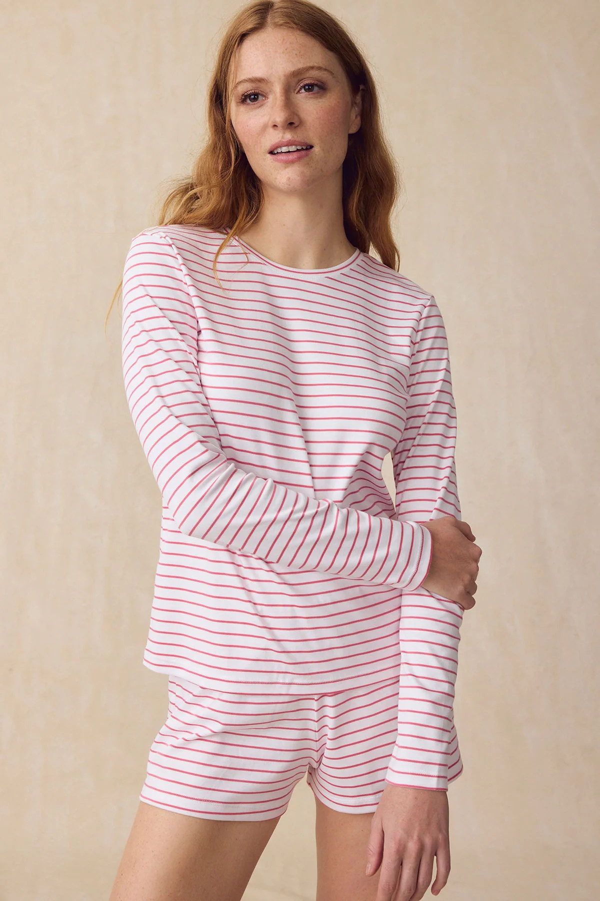 Pima Crew Long Sleeve Bundle in Winterberry Rowing Stripe | Lake Pajamas