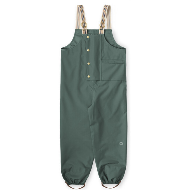 fairechild | Dungaree Striped Suspender Rain Pants, Laurel (Green, Size 6-8Y) | Maisonette | Maisonette