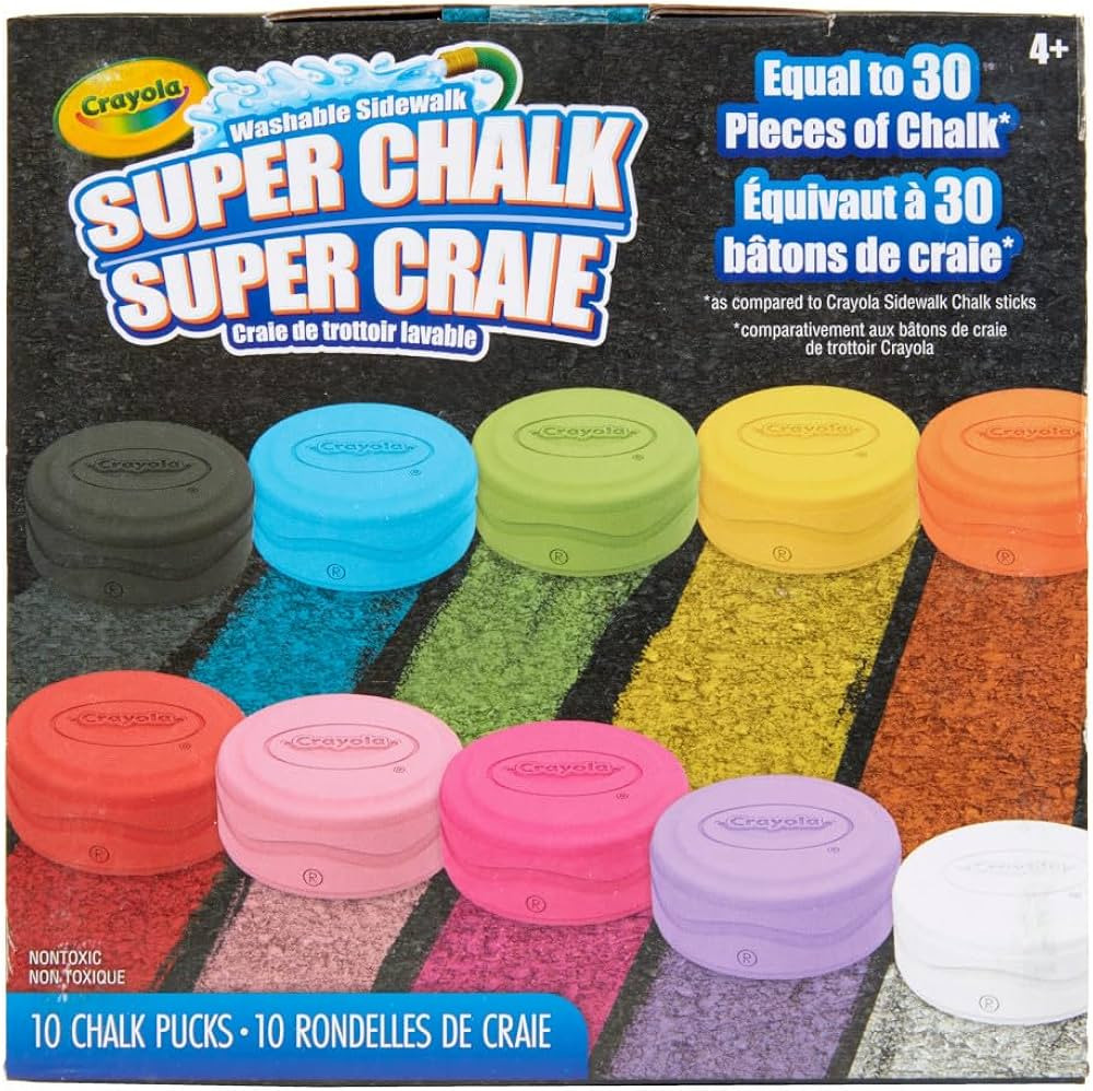 Crayola Washable Sidewalk Chalk for Kids, Long Lasting Super Chalk Set, Outdoor Chalk, 10 Assorte... | Amazon (US)