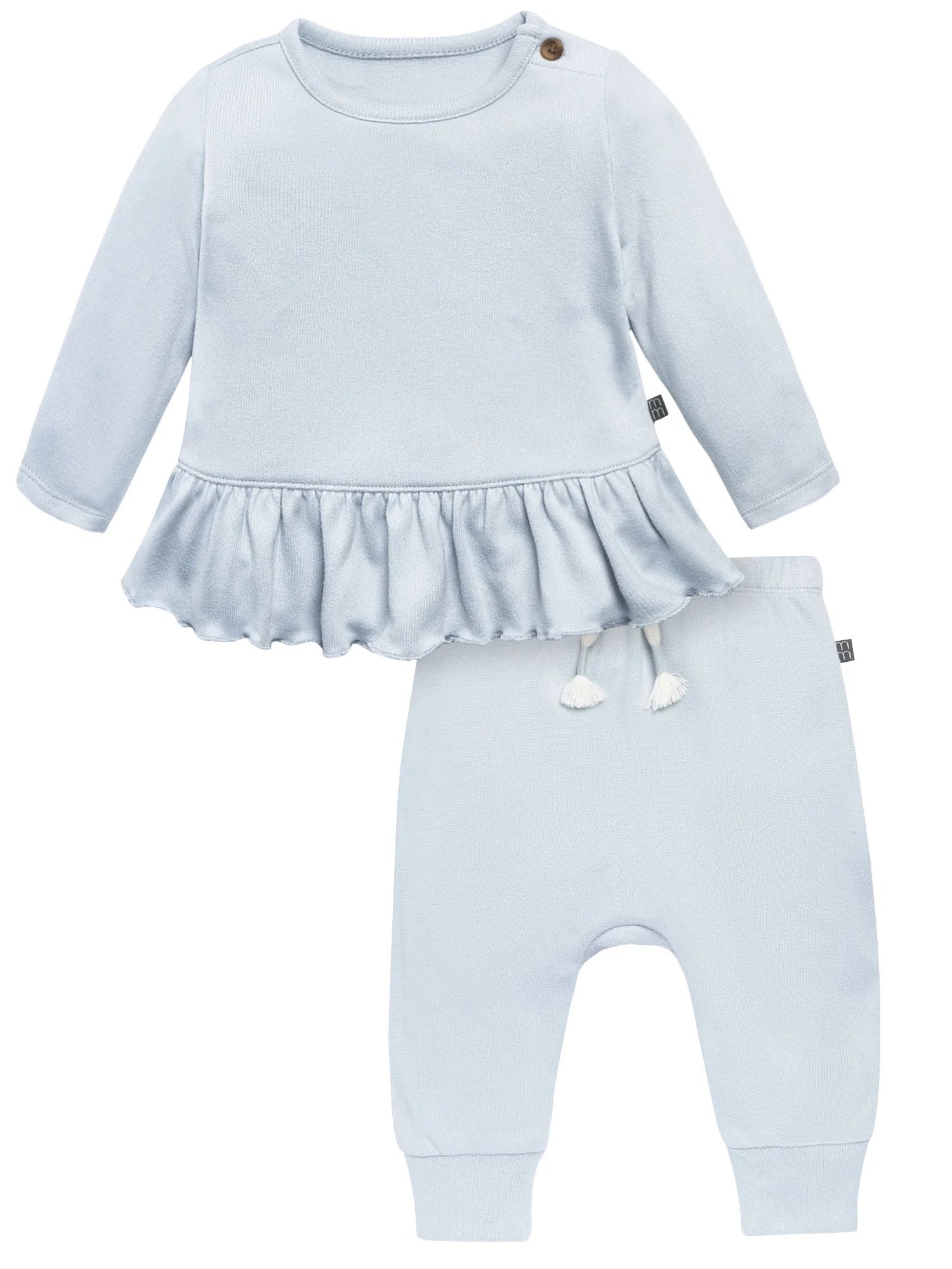 Modern Moments by Gerber Baby Girl Peplum Top and Legging Super Soft Hacci Set, 2-Piece, Sizes 0/... | Walmart (US)