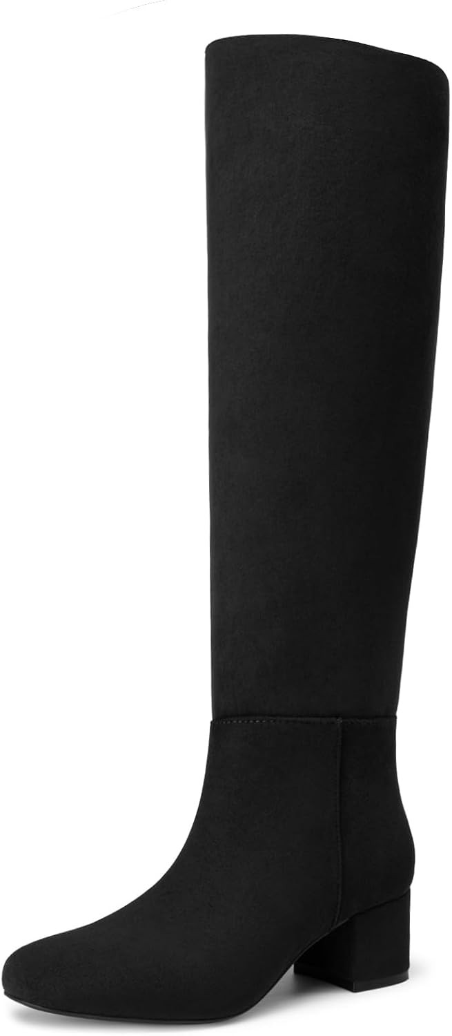 Knee High Boots Women Chunky Low Heel Round Toe Tall Fall Boots | Amazon (US)