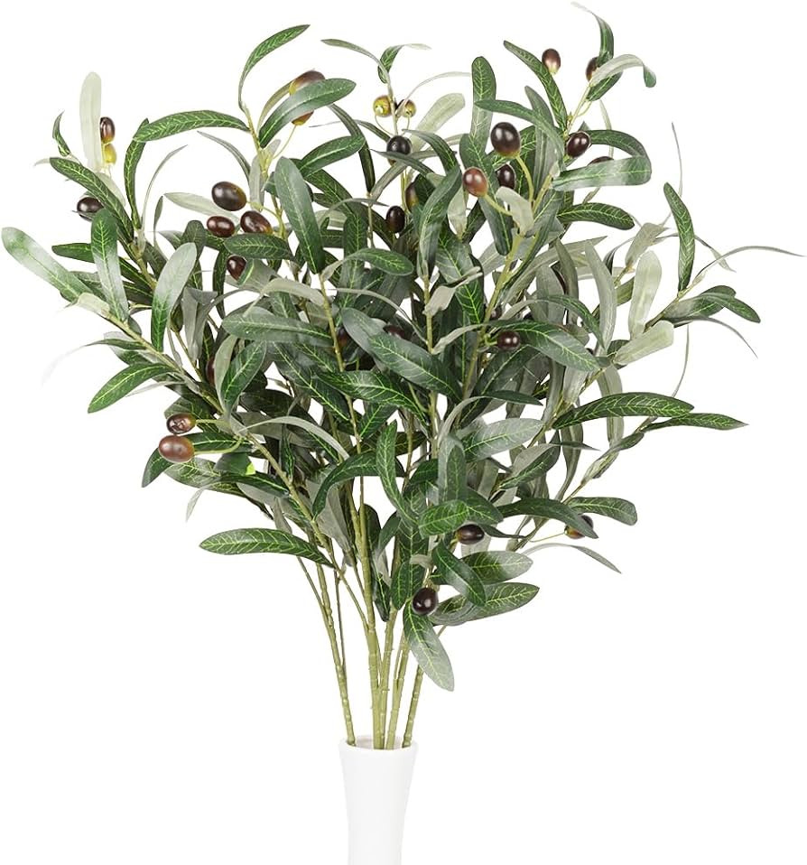 Amazon.com: BohoSM 5 Pack Olive Branches Artificial Plants Greenery Stems Olive Leaves Fake Fruit... | Amazon (US)