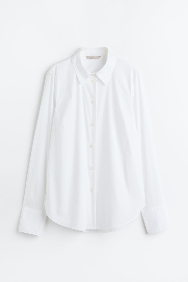 H & M - Cotton-blend Shirt - White | H&M (US + CA)