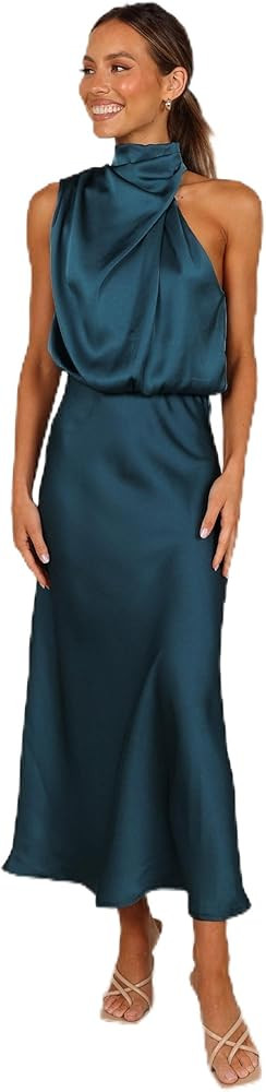 Petal & Pup Women's Anabelle Halter Neck Midi Dress | Amazon (US)