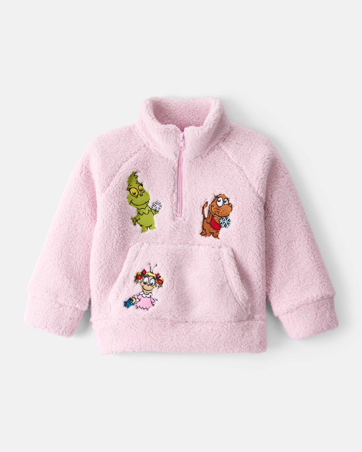 Toddler Girl Dr. Seuss™ The Grinch Sherpa Quarter-Zip Pullover Sweatshirt - Pink | Carter's Inc