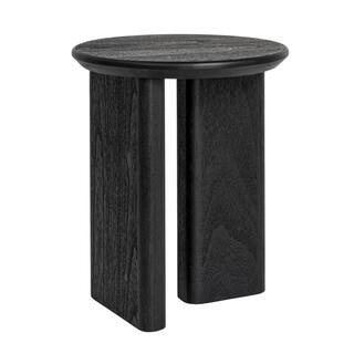Oliver 18.9 in. Black Round Asymmetrical Fir Wood End Table | The Home Depot