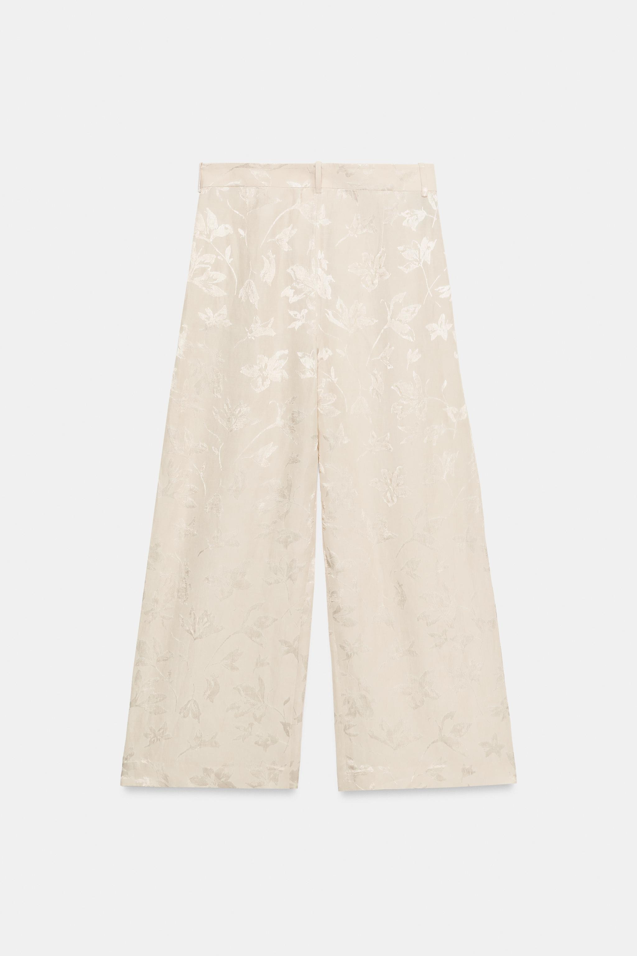ZW COLLECTION JACQUARD LINEN BLEND TROUSERS | Zara UK
