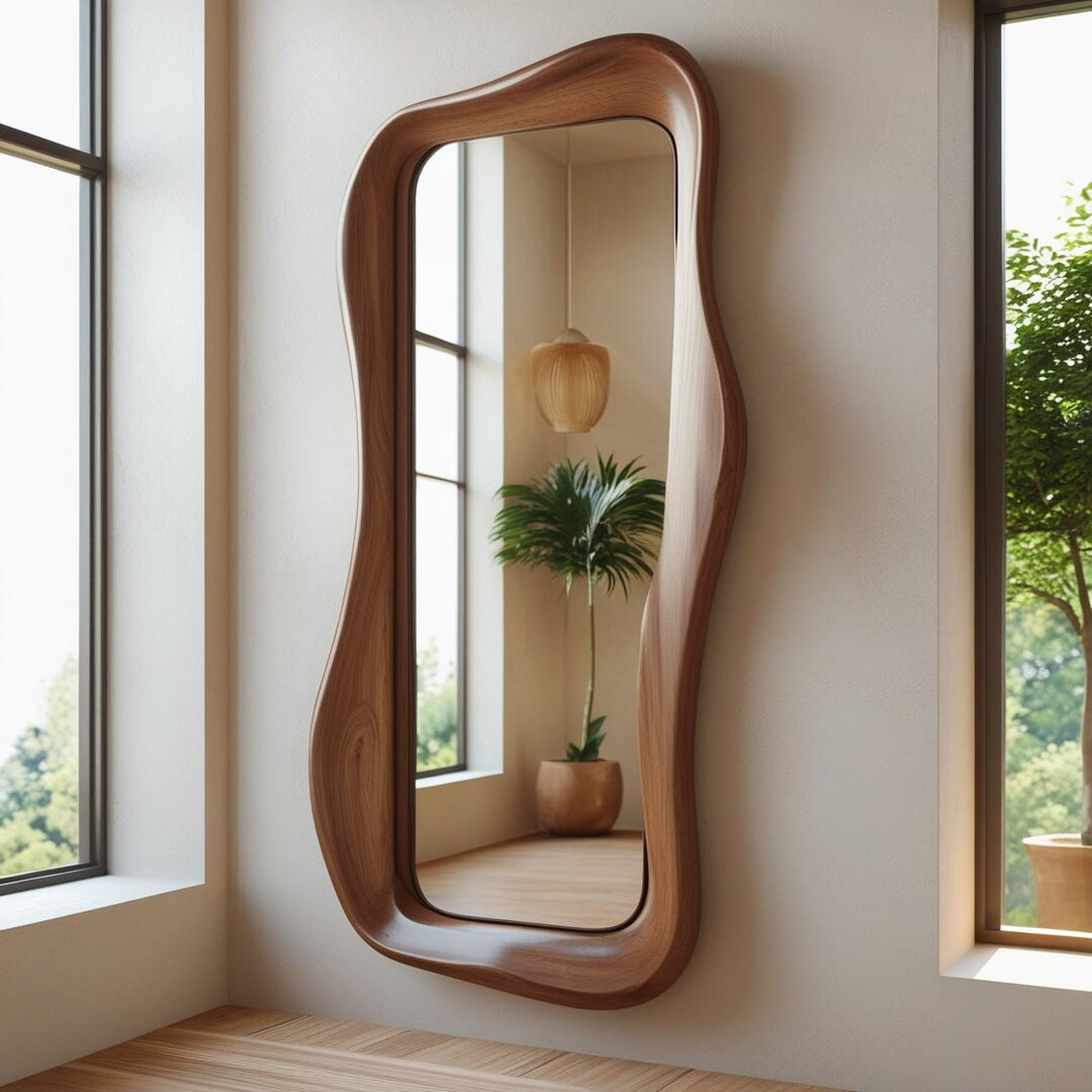 Organic Wavy Wood Framed Mirror: Handmade Wall Decor | Etsy (US)