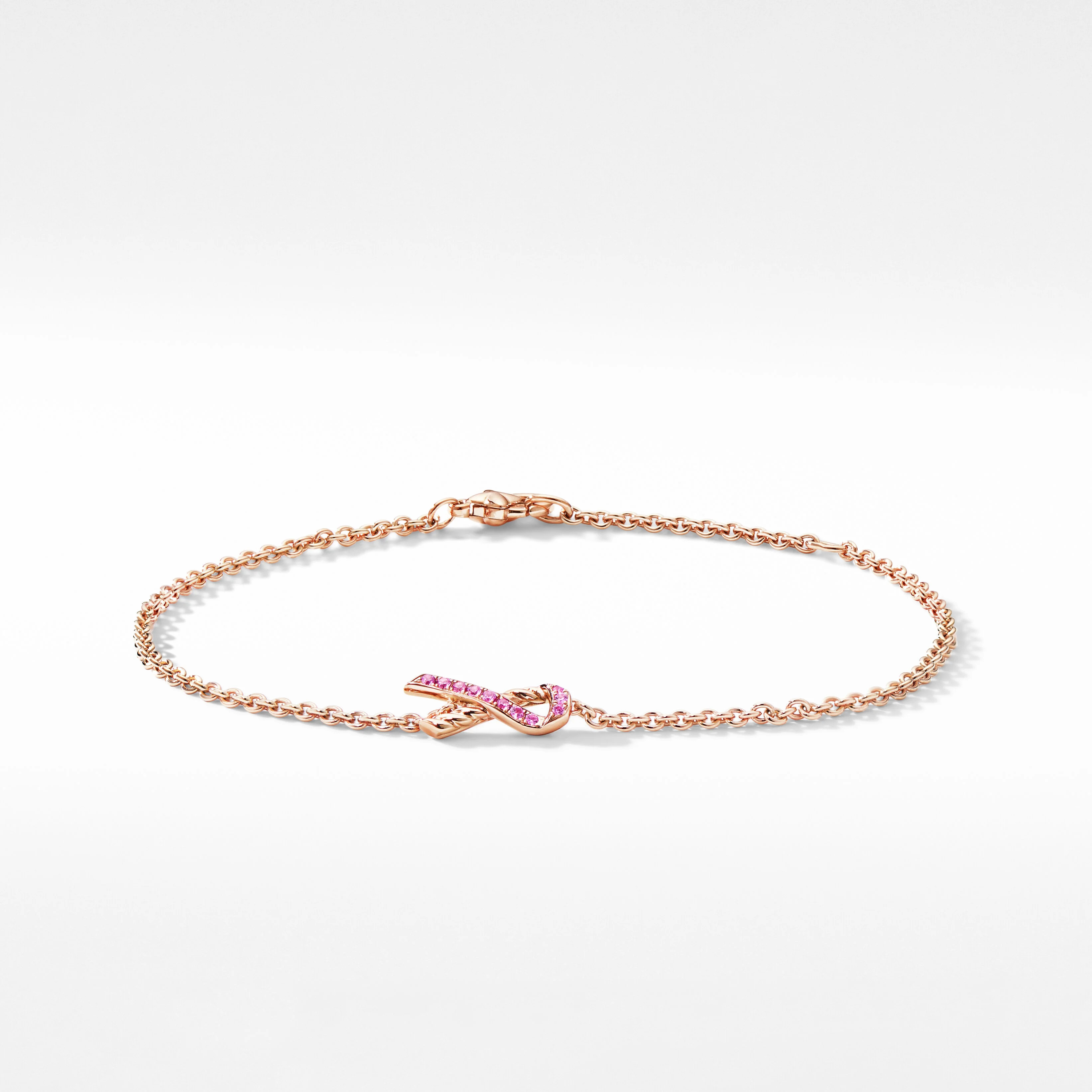 Cable Collectibles® Ribbon Chain Bracelet in 18K Rose Gold with Pavé Pink Sapphires | David Yurman