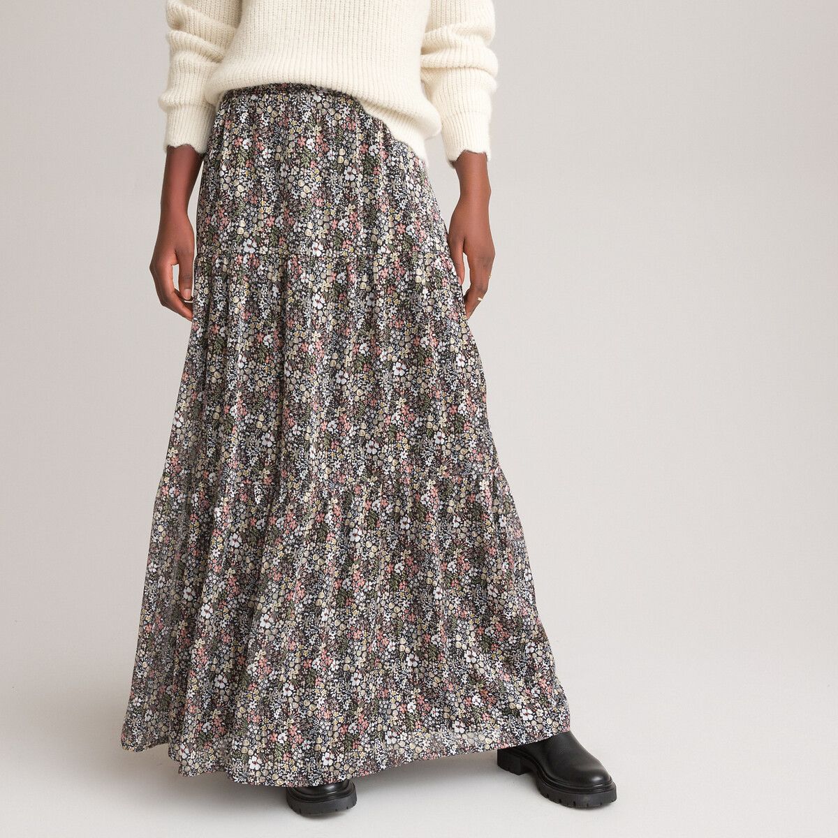 Ruffled Maxi Skirt in Paisley Print | La Redoute (UK)
