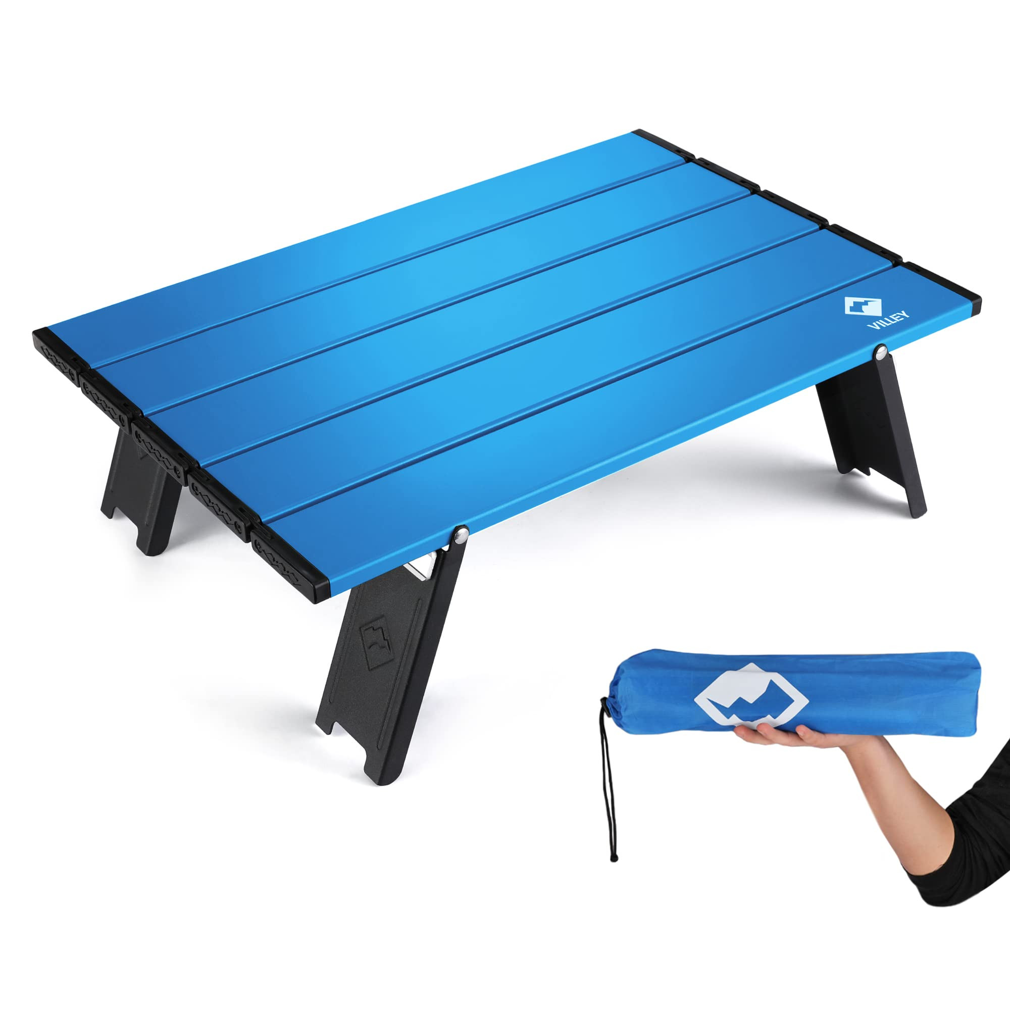 VILLEY Portable Mini Folding Beach Table, Ultralight Aluminum Side Table with Carry Bag for Campi... | Amazon (US)
