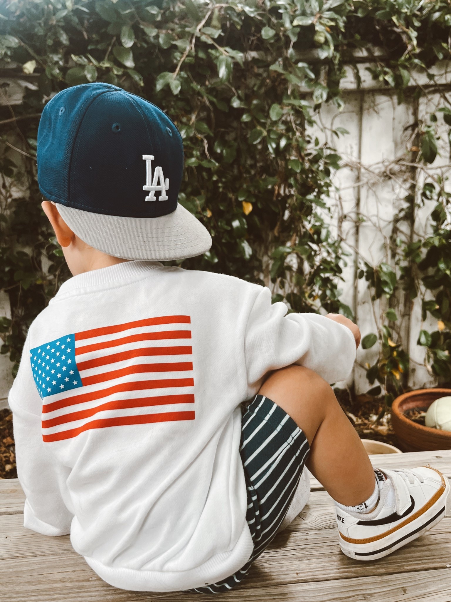 “Repping red, white & really cute 💙🤍❤️
USA vibes all day in this cozy oversized sweatshirt + classic Nike Blazers.
Add the LA hat for extra cool kid points.
Size: 
Cat & Jack Sweatshirt 18 months Nikes 5C
Carter blue striped shorts 18 months 
Dodgers hat youth small

#MomFinds #ToddlerStyle ”

#LTKBump #LTKBaby #LTKKids