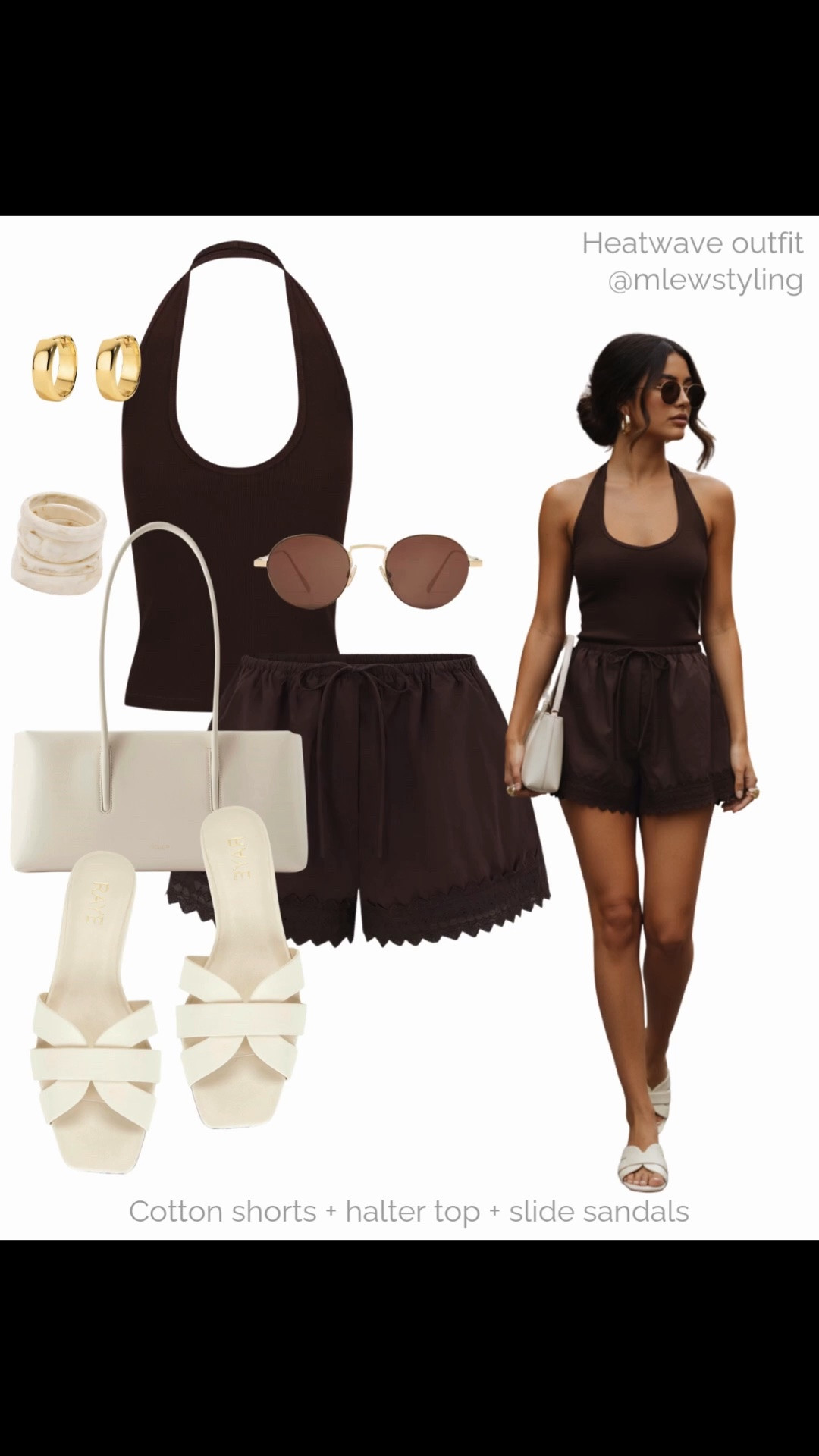 Summer outfit inspo for the hottest days ☀️

Tags: heatwave outfit, DISSH shorts, halter top, matching set, slide sandals, stacked bracelets, outfit formula, gold hoop earrings, vacation outfit

#LTKsummer #LTKtravel #LTKshoes