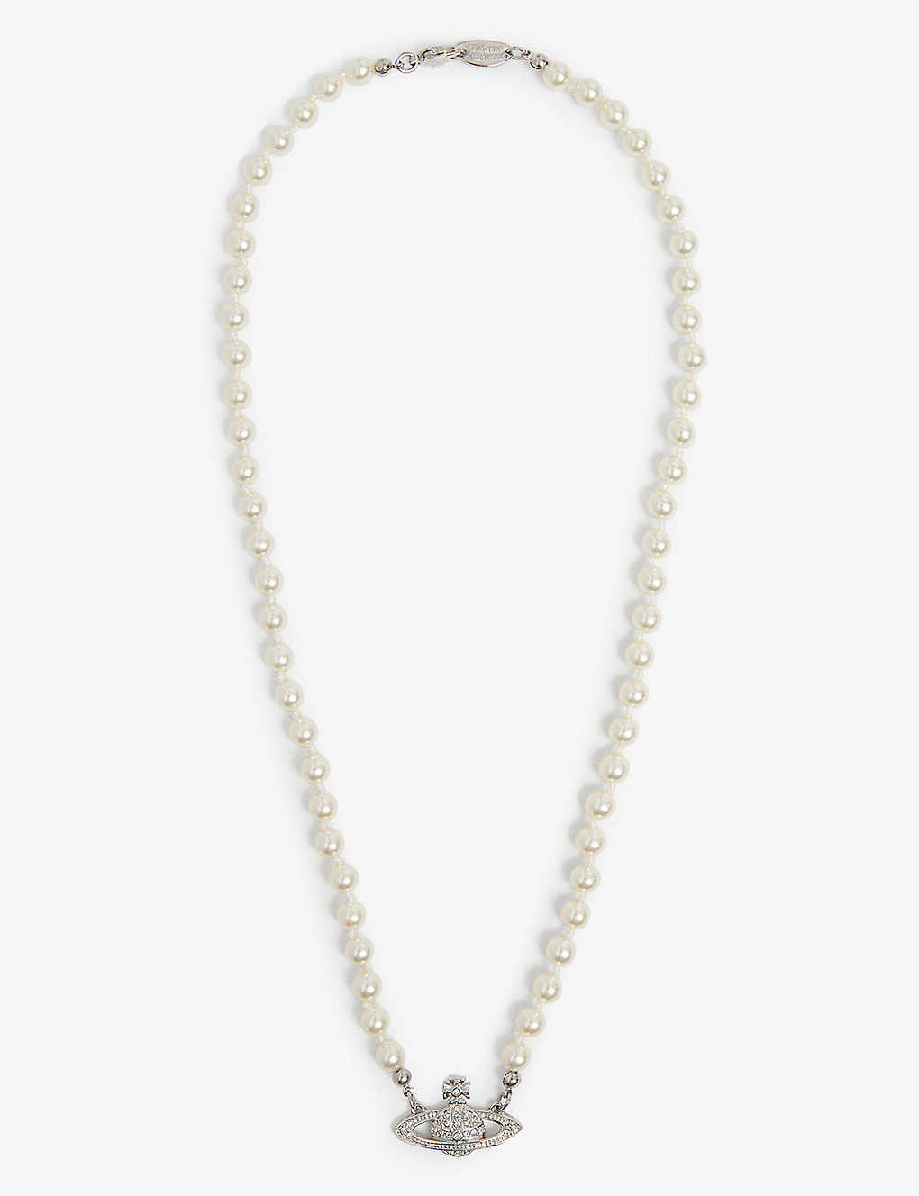 Mini Bas Relief brass, Swarovski crystal and pearl pendant necklace | Selfridges