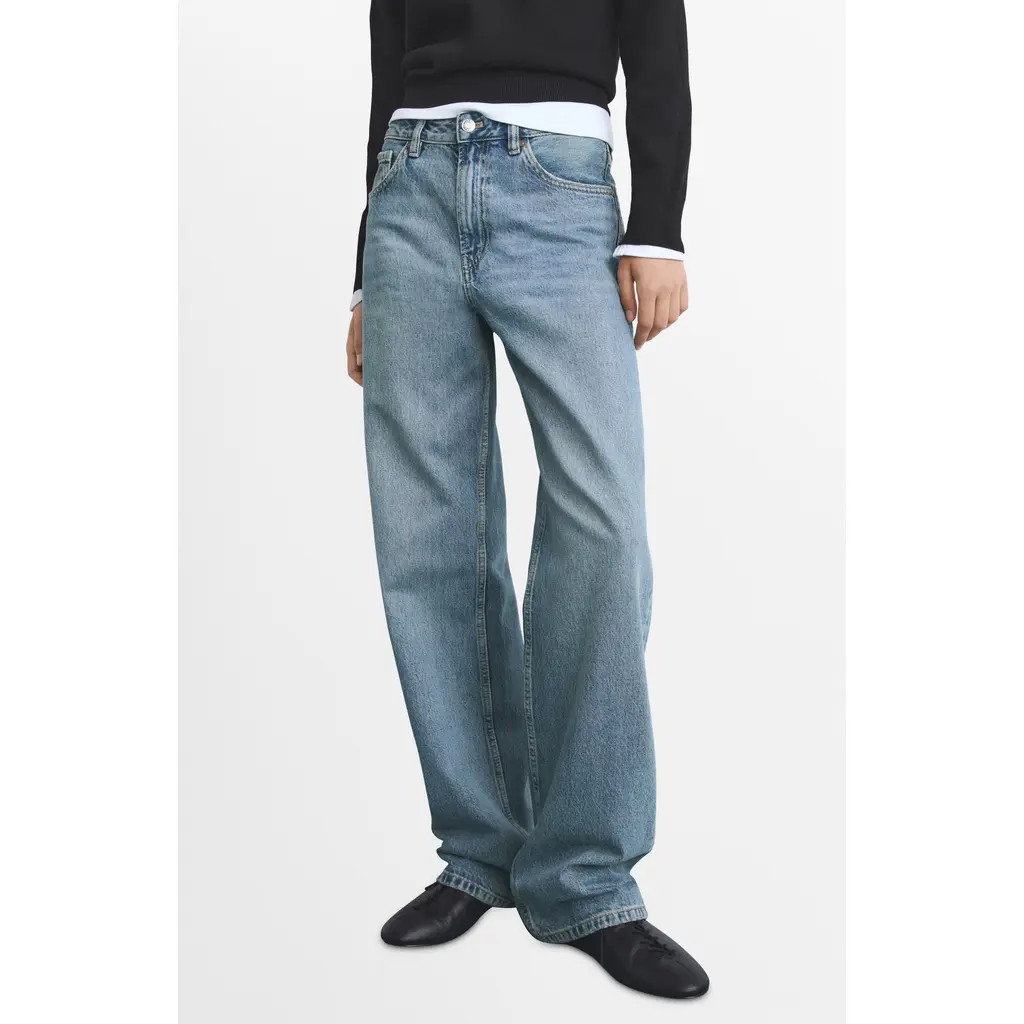 MANGO Miami Straight Leg Jeans in Medium Blue at Nordstrom, Size 8 | Nordstrom