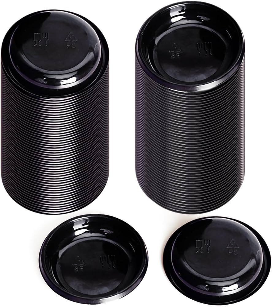 Disposable Sauce Dishes, 100 pcs Plastic Disposable Round Black Dipping Sauce Dishes, Seasoning P... | Amazon (US)