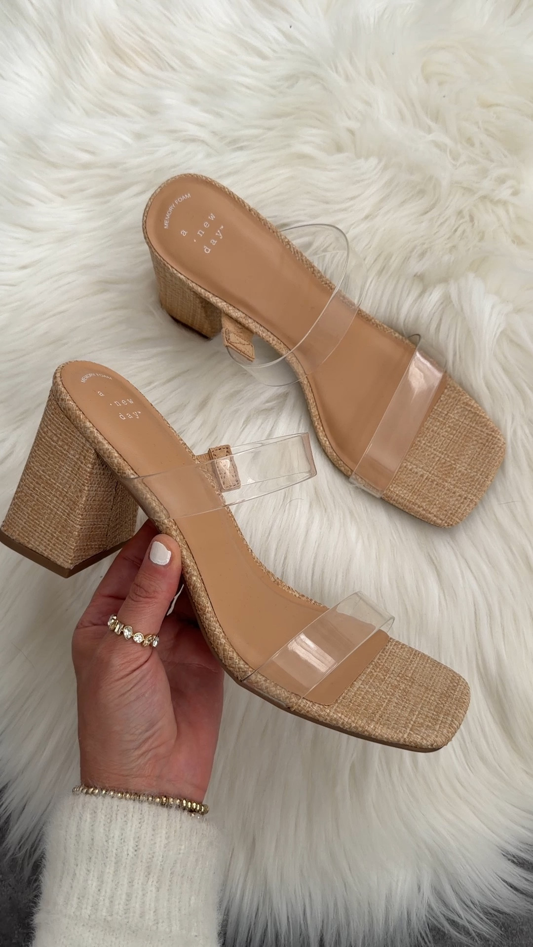 Target Hattie Heels with Memory Foam Insole - A New Day Natural sandals runs true to size 