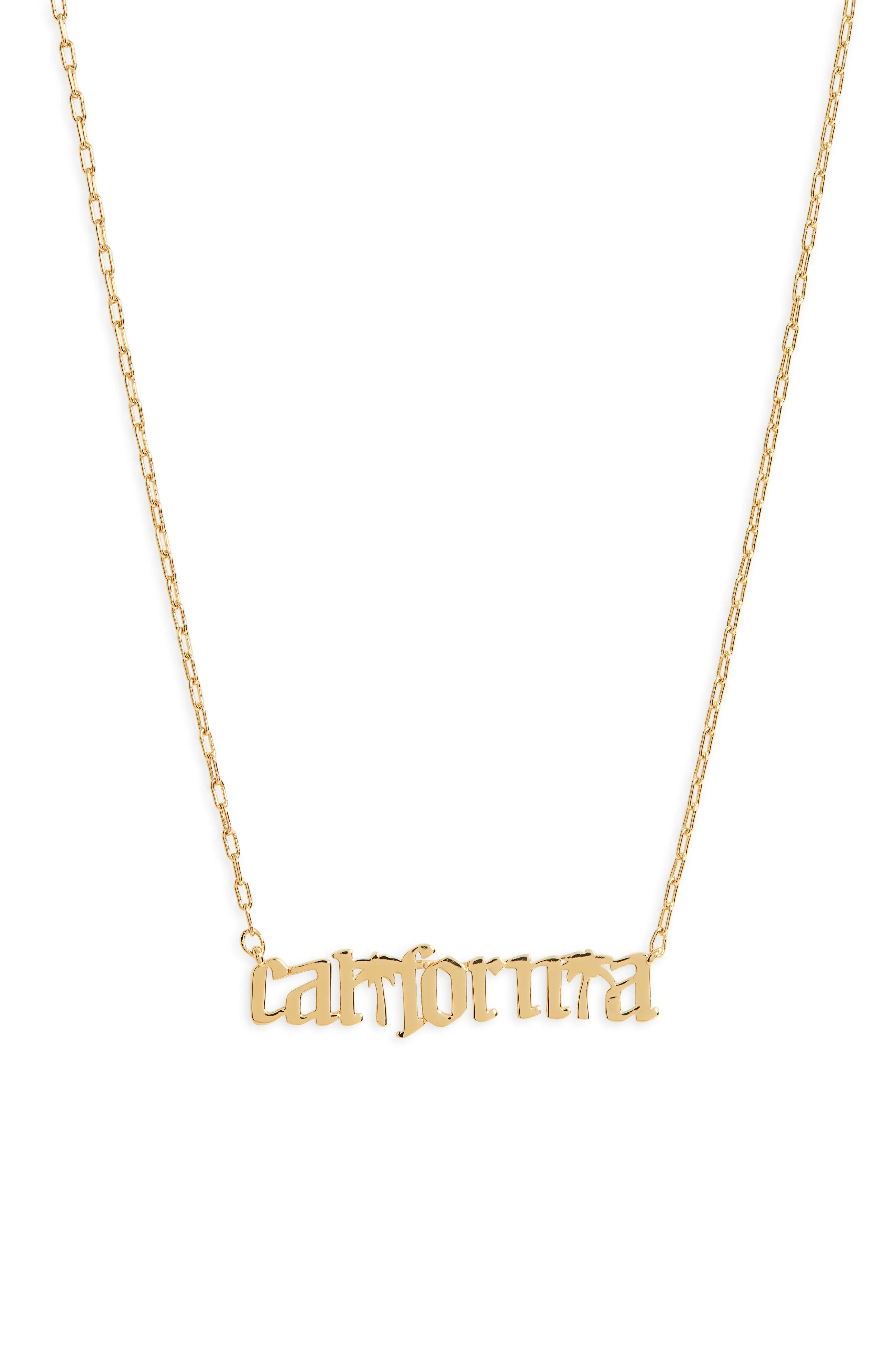 gorjana California Script Pendant Necklace in Gold at Nordstrom | Nordstrom