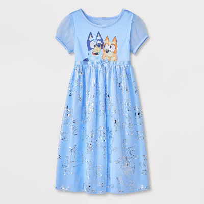 Toddler Girls' Bluey Fantasy NightGown - Blue | Target
