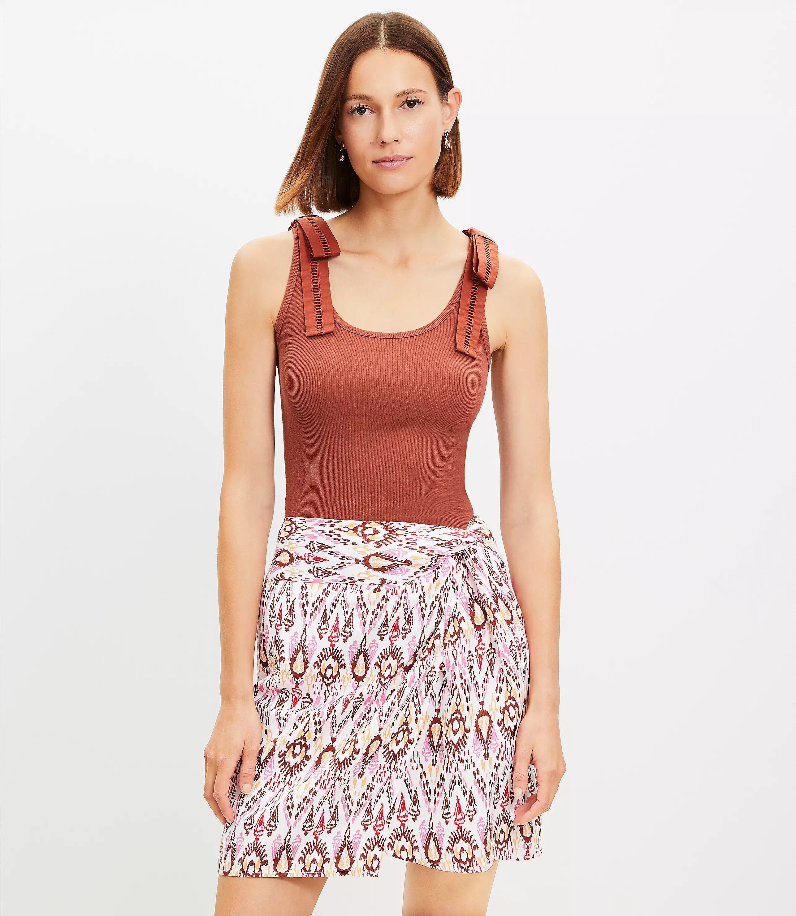 Ikat Linen Blend Twist Sarong Mini Skirt | LOFT