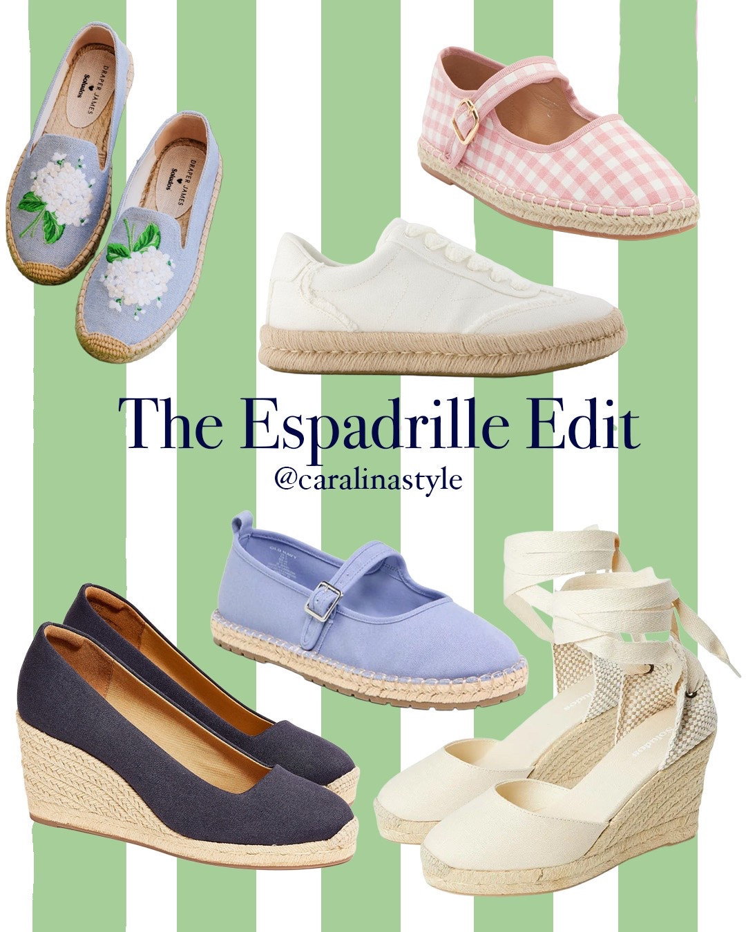 Loving all things espadrille lately! I have the sneakers and older versions of both wedges, and the floral flats. They’re a summer staple!