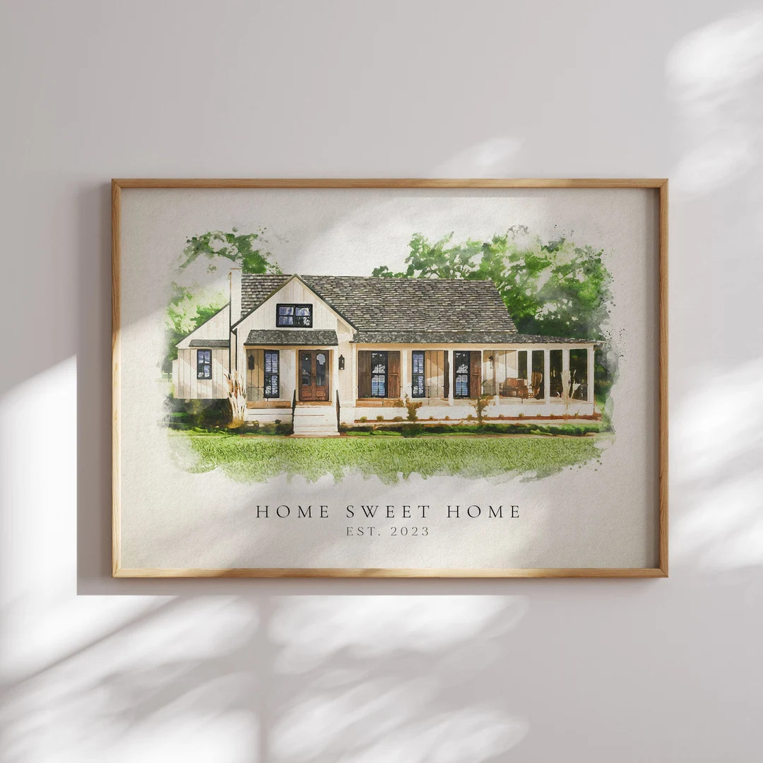 Watercolor Painting From Photo, House Picture Into Digital Painting, Custom Home Portrait, Realto... | Etsy (US)