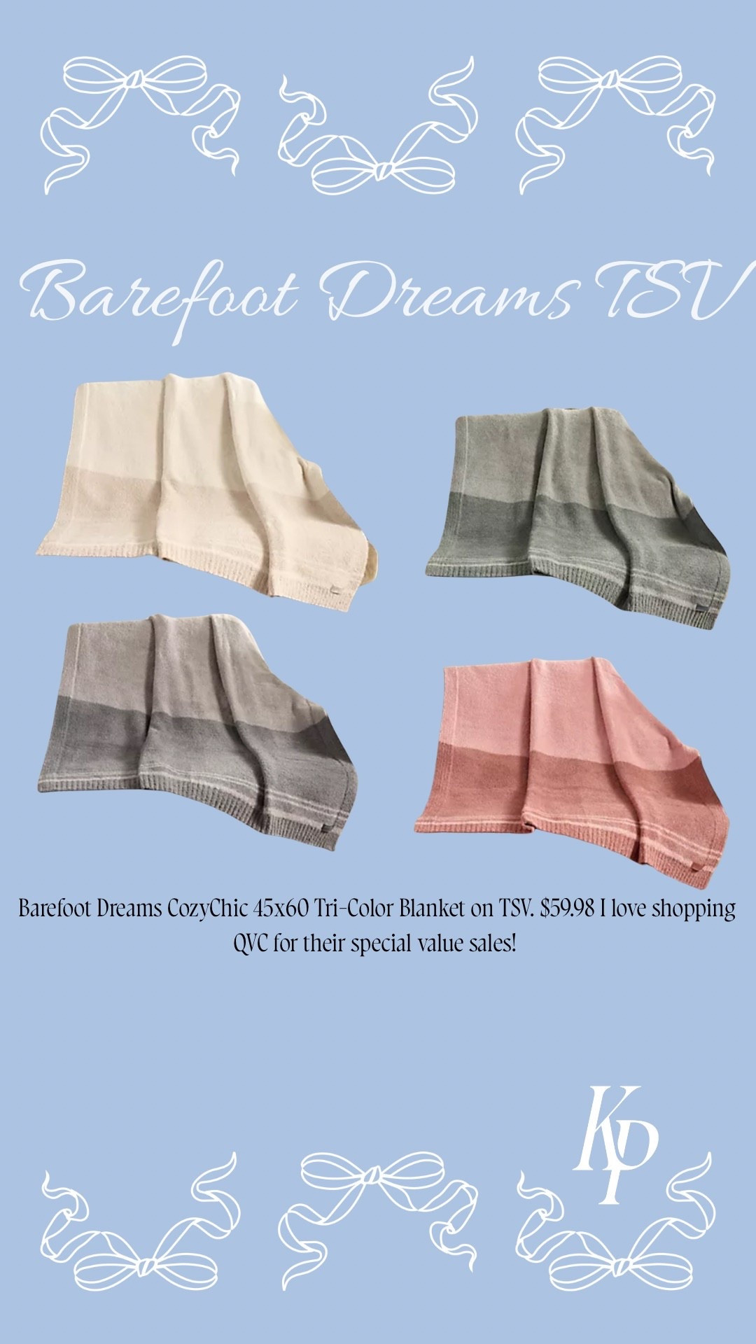 @qvc @barefootdreams #ad #loveQVC 
Barefoot Dreams CozyChic 45x60 Tri-Color Blanket on TSV. $59.98 I love shopping QVC for their special value sales! 
10/1-10/31 code Welcome10- $10 off $25+ purchase

#LTKSaleAlert #LTKHoliday #LTKHome