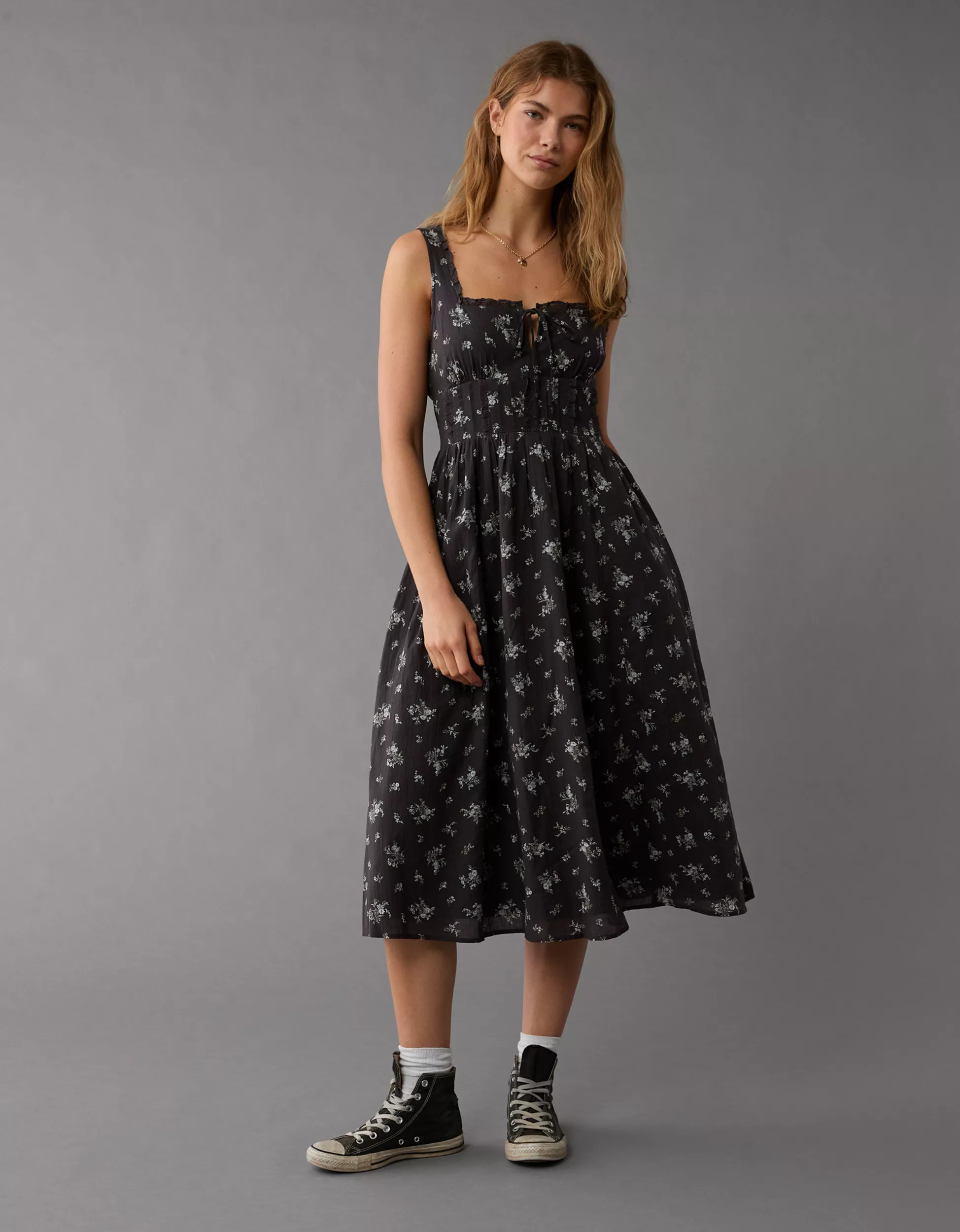 AE Corset Floral Midi Dress | American Eagle Outfitters (US & CA)