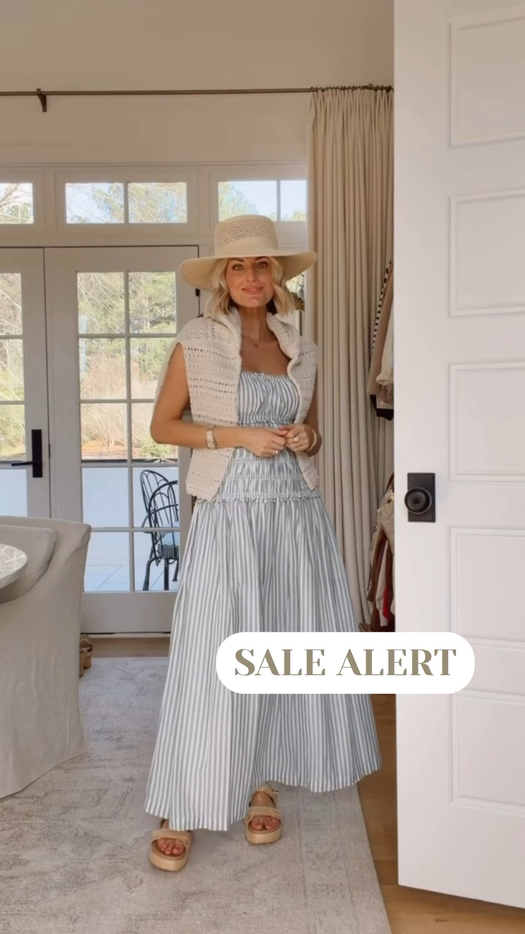 How pretty and flattering is this striped dress! Perfect for vacation or family photos! Wearing size S - so flattering and on sale for 15% off with my code AFLOVERLY at checkout!

#LTKSaleAlert #LTKSeasonal