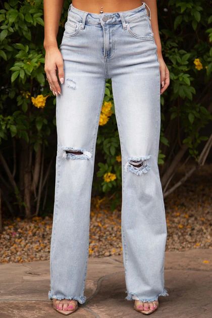 Ruth Distressed Light Denim Jeans | Shop Priceless