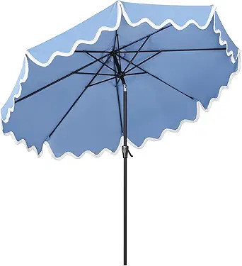 Tempera 9FT Scalloped Tassel Patio Umbrella, Outdoor Market Umbrellas with 8 Sturdy Ribs with Cra... | Amazon (US)