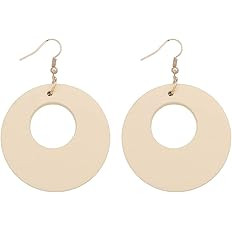 Ethnic Occident Fashion Women's Wood Geometric Earrings Ear Studs Hook Wooden Drop Dangle Gift | Amazon (US)