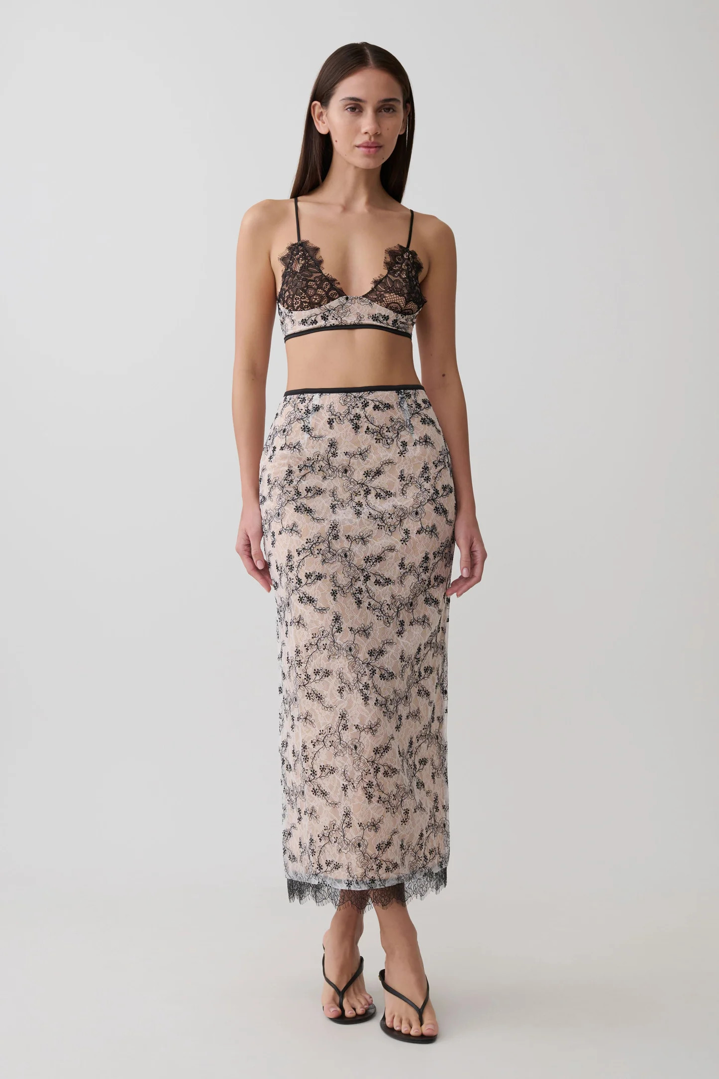 Kimberly Lace Sleeveless Crop Top - Nude Lace | Meshki UK