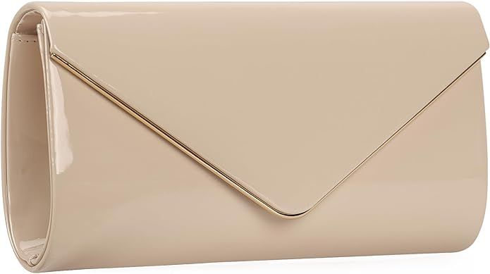 Dexmay Patent Leather Envelope Clutch Purse Shiny Candy Foldover Clutch Evening Bag for Women | Amazon (US)